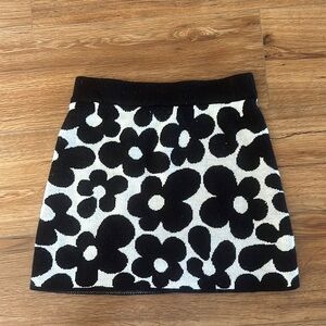 Floral Black and White Skirt